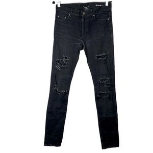 Saint Laurent Men's Black High Rise Distressed Skinny Jeans Size 30